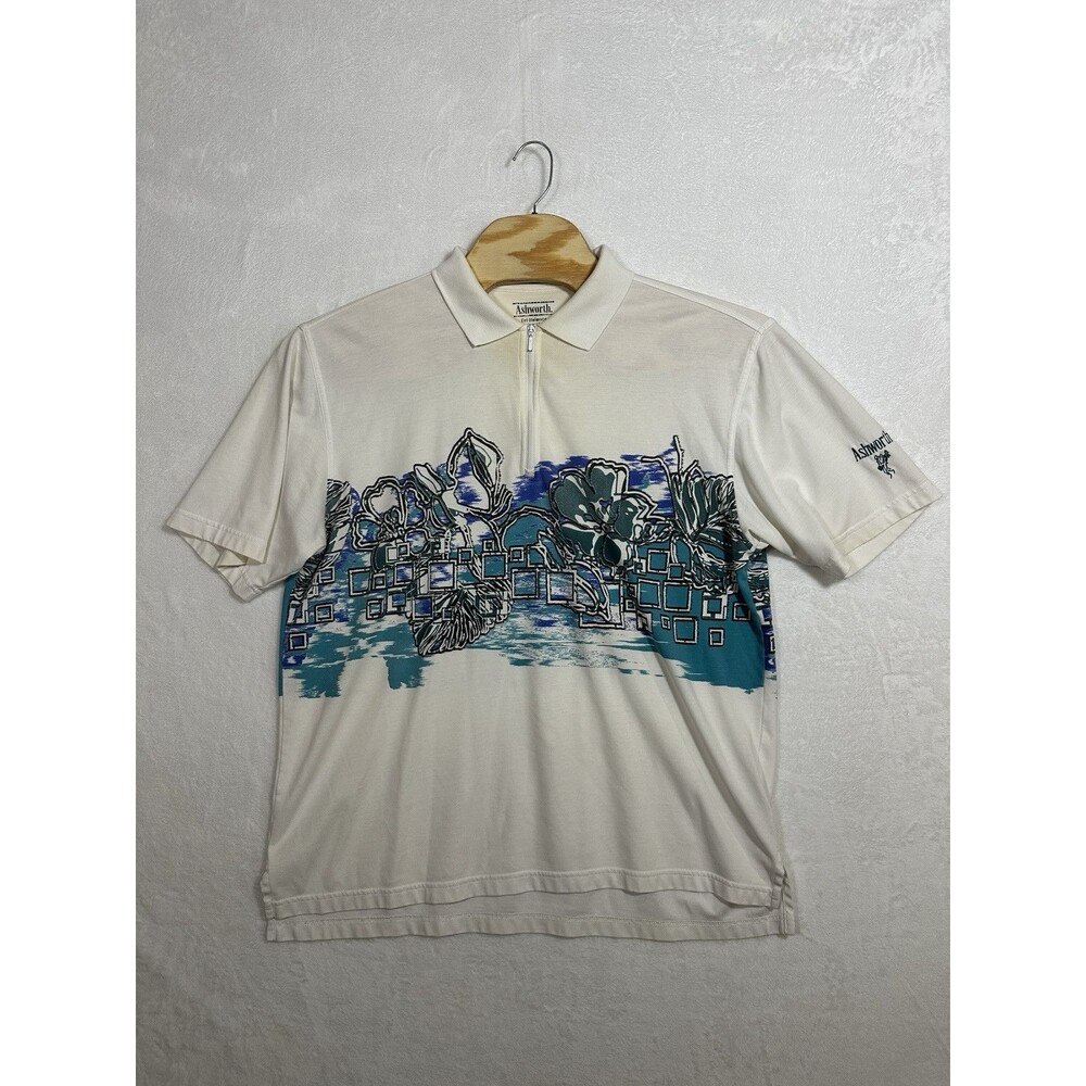 Ashworth Golf Polo Shirt Men’s Size XL White Short Sleeve Hawaiian‎